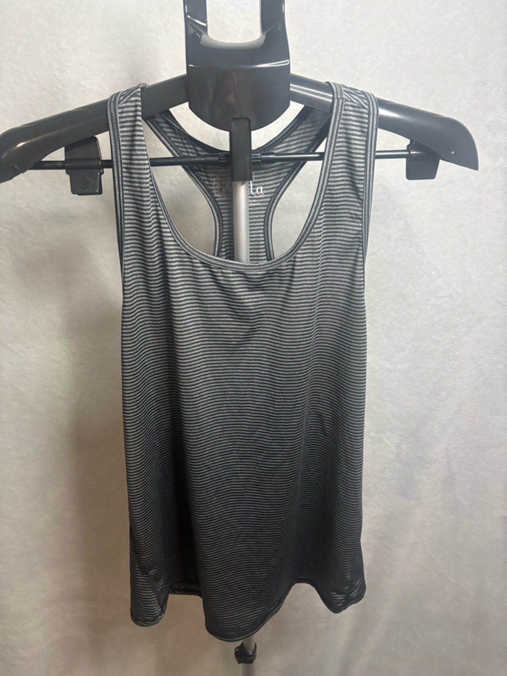 lola Black and Gray Striped Racerback Tank